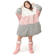 Velosso Tonal Stripes Sherepa Lined Oversized Hoodie Blanket