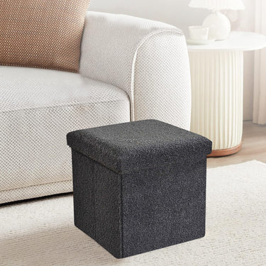 Foldable Boucle Storage Ottoman