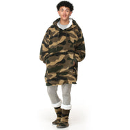 Velosso Camouflage Sherpa Lined Oversized Hoodie Blanket