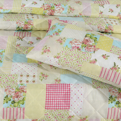 Velosso Candice Floral Patchwork Printed Quilted Bedspread Set