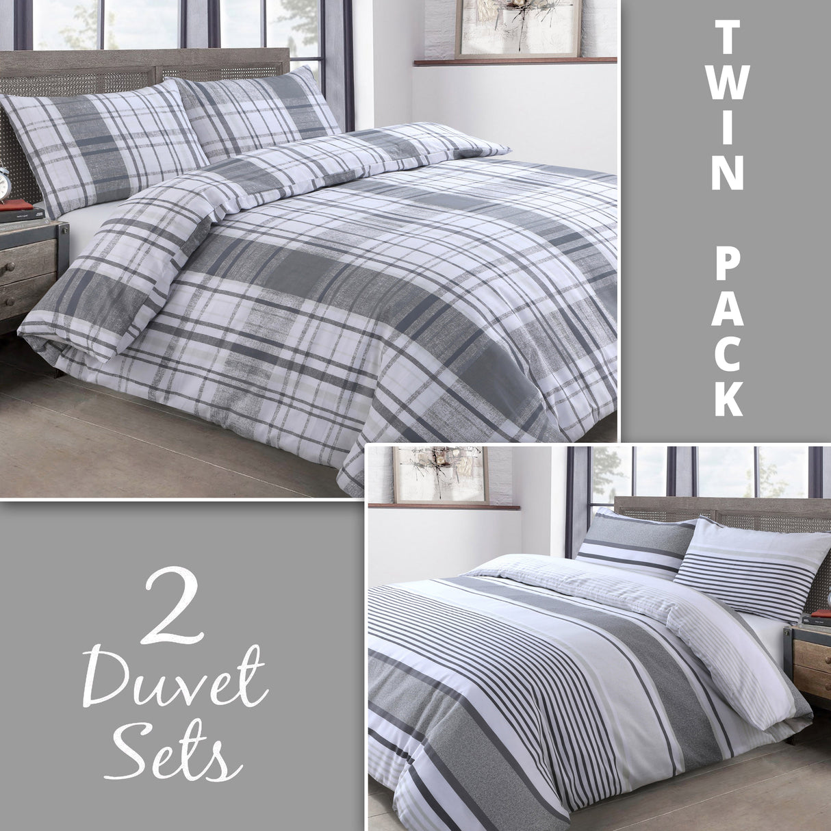 Velosso Cheswick Two Pack Duvet Cover & Pillowcase Set