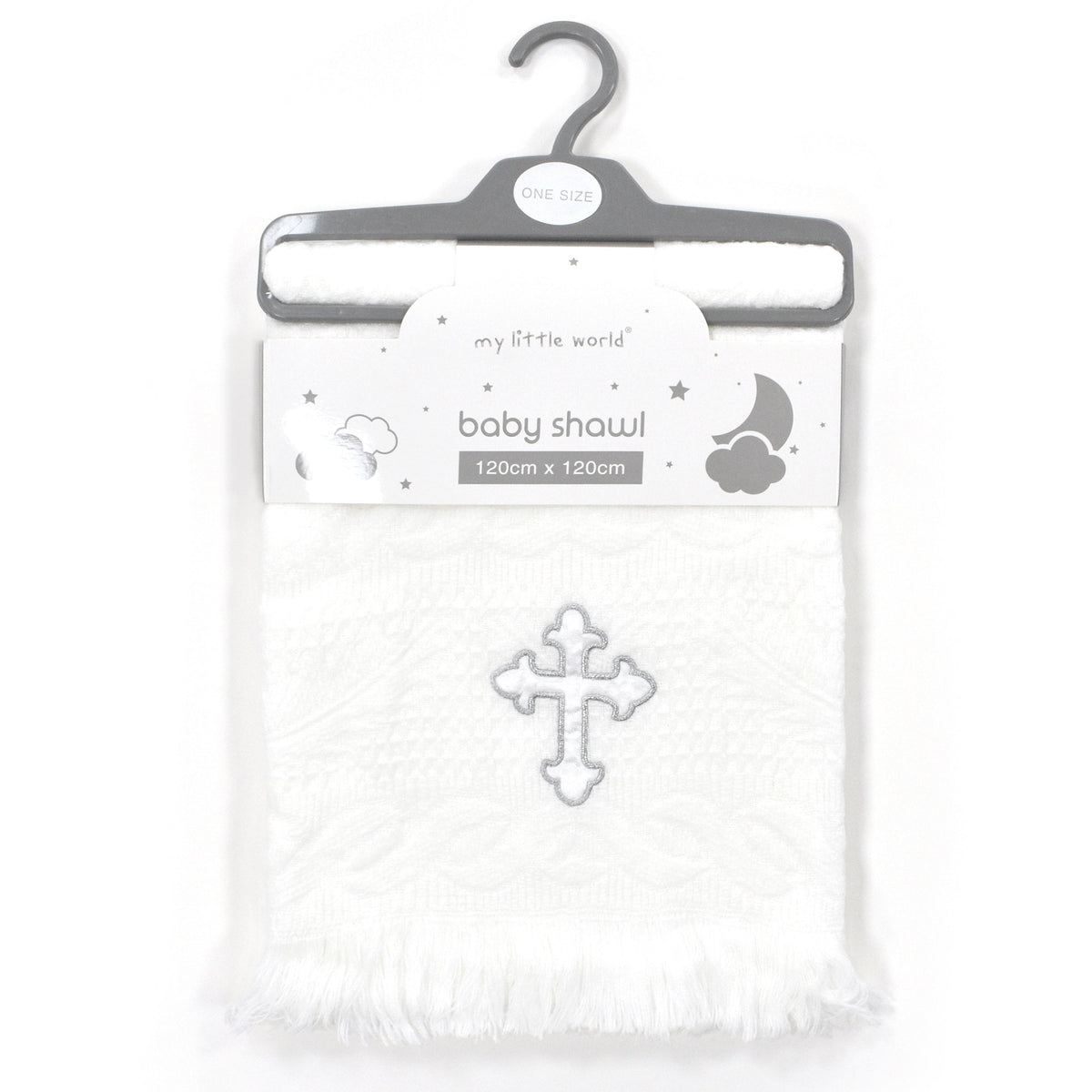 My Little World Newborn Baby Embroidered Christening Shawl