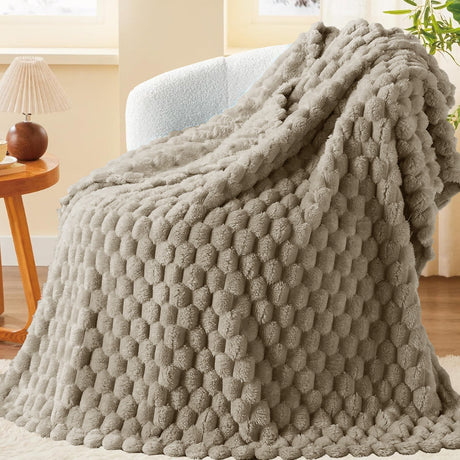 Velosso Chunky Popcorn Faux Rabbit Fur Blanket