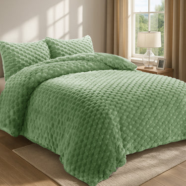 Chunky Popcorn Faux Rabbit Fur Duvet Cover Set
