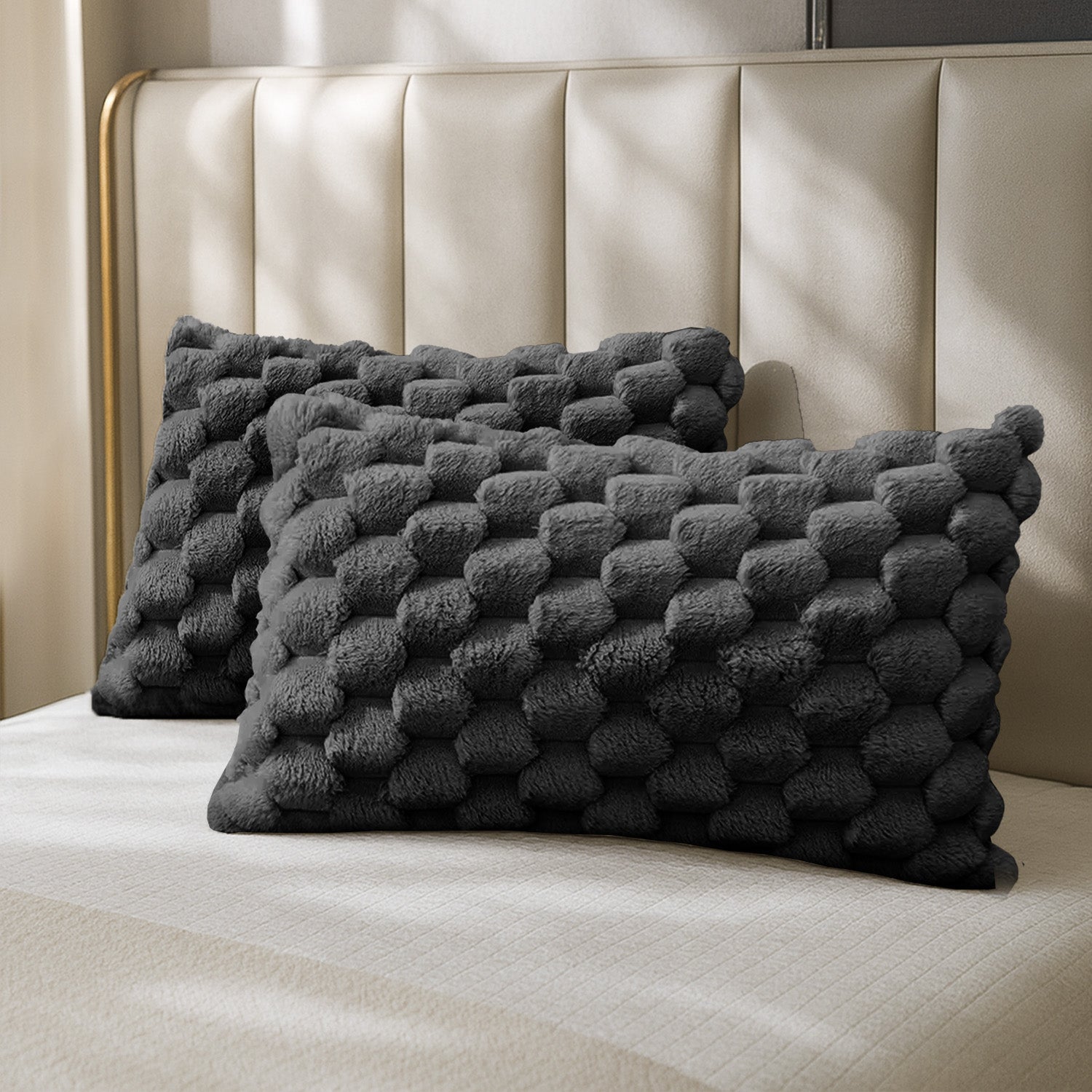 Velosso Chunky Popcorn Faux Rabbit Pillowcase Pair