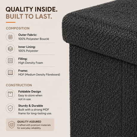 Home Republic Foldable Boucle Storage Ottoman