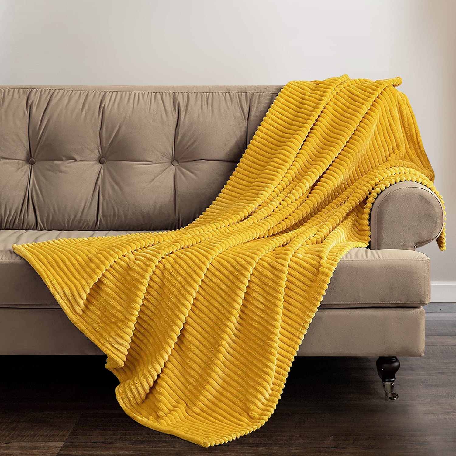 Velosso Plaid Cord Ribbed Blanket Throw