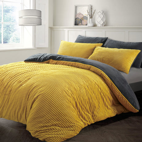 Velosso Plush Cord Teddy Duvet Cover & Pillowcase Set