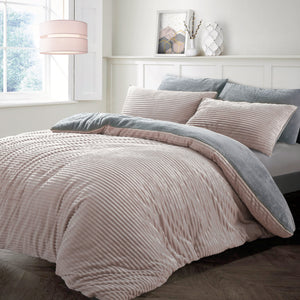 Velosso Plush Cord Teddy Duvet Cover & Pillowcase Set
