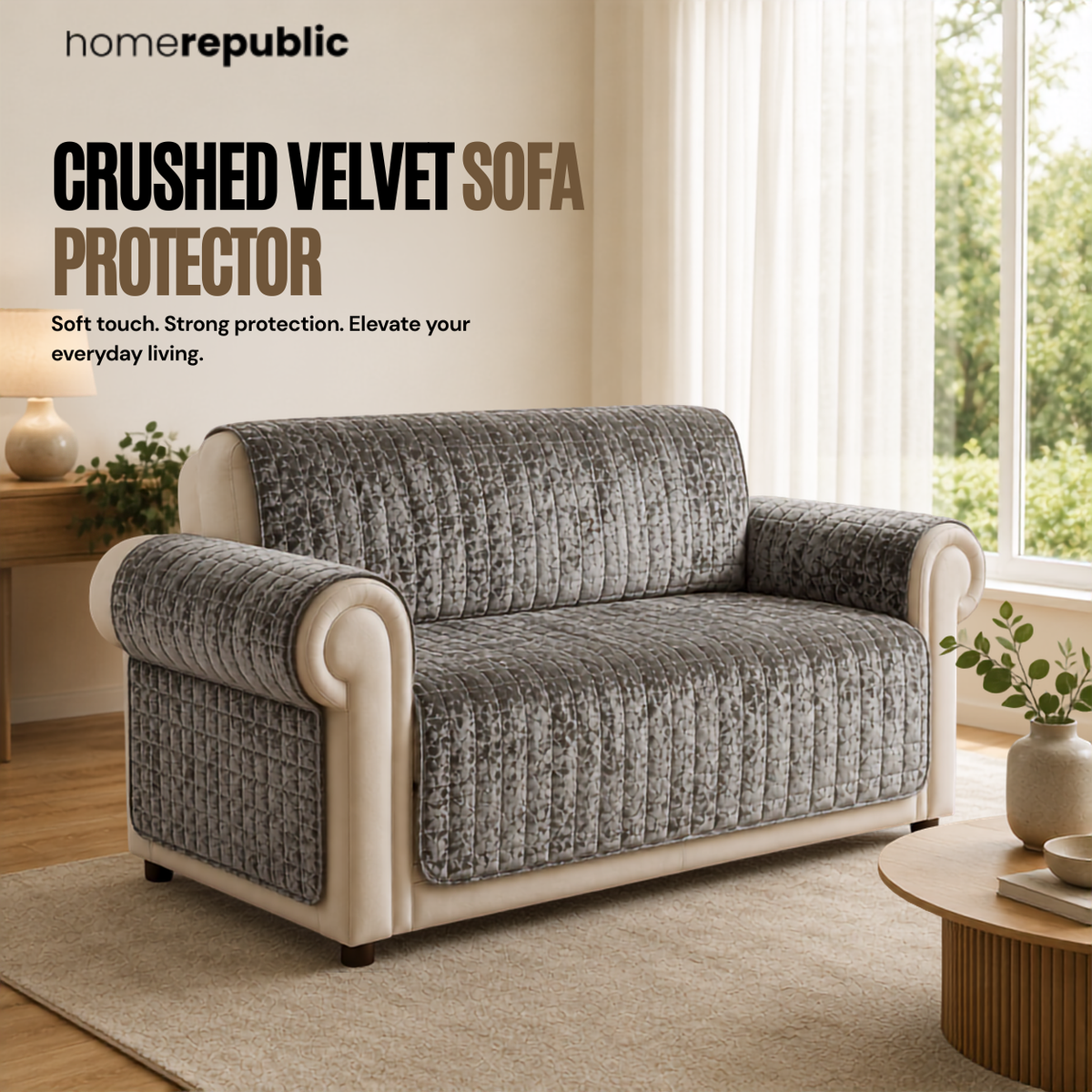 Home Republic Crushed Velvet Sofa Protector