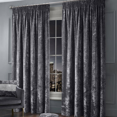 Plain Crushed Velvet Tape Pencil Pleat Curtains
