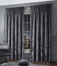 Intimates Plain Crushed Velvet Pencil Pleat Curtains
