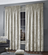Intimates Plain Crushed Velvet Pencil Pleat Curtains