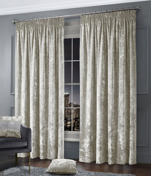 Intimates Plain Crushed Velvet Pencil Pleat Curtains