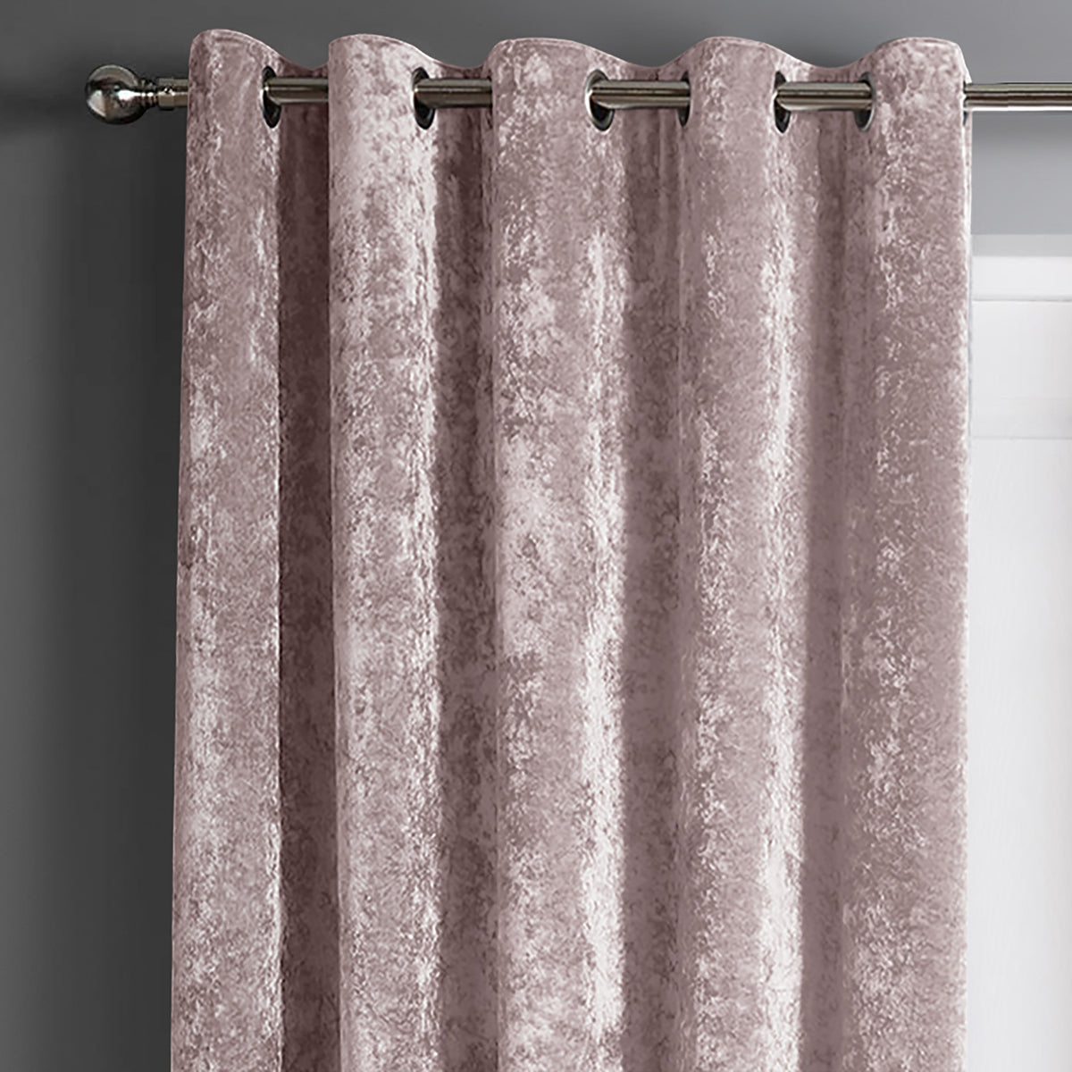 Intimates Plain Crushed Velvet Ring Top Curtains