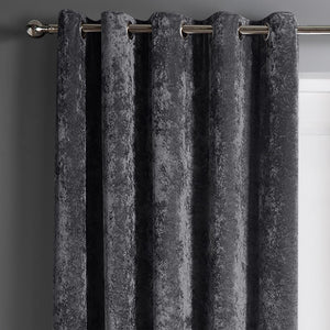 Intimates Plain Crushed Velvet Ring Top Curtains