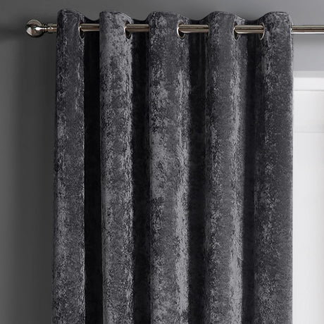 Intimates Plain Crushed Velvet Ring Top Curtains