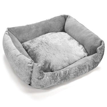 Crushed Velvet Pet Bed With Removable Cushion