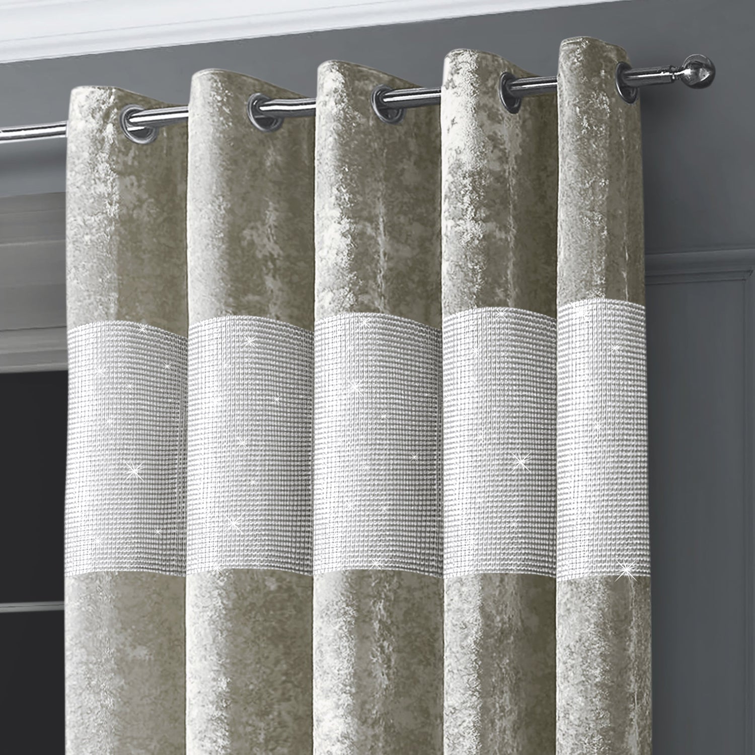Intimates Crushed Velvet Diamante Ring Top Curtains