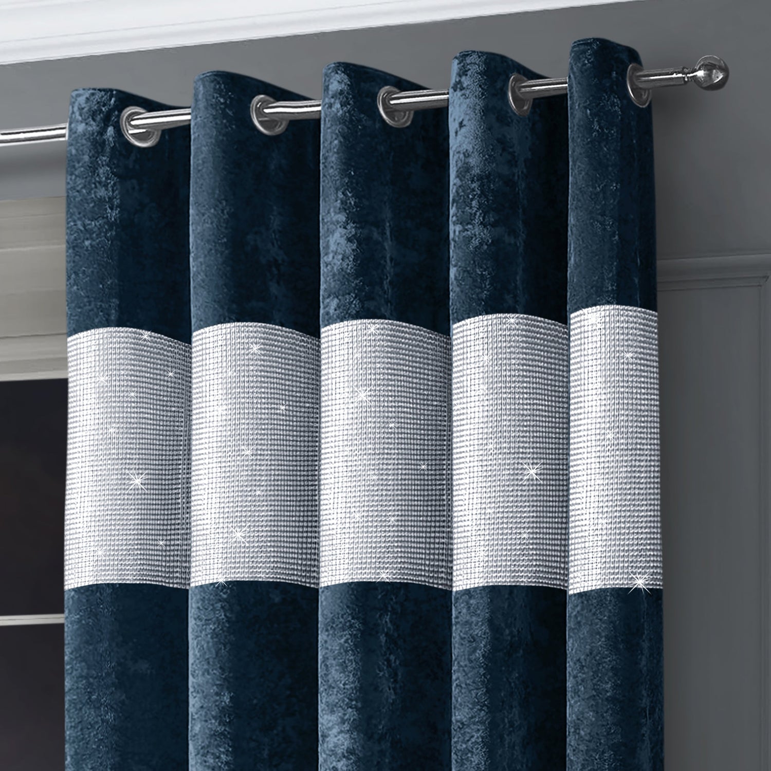 Intimates Crushed Velvet Diamante Ring Top Curtains