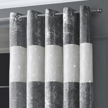 Crushed Velvet Diamante Eyelet Curtains