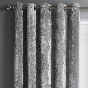 Intimates Plain Crushed Velvet Ring Top Curtains