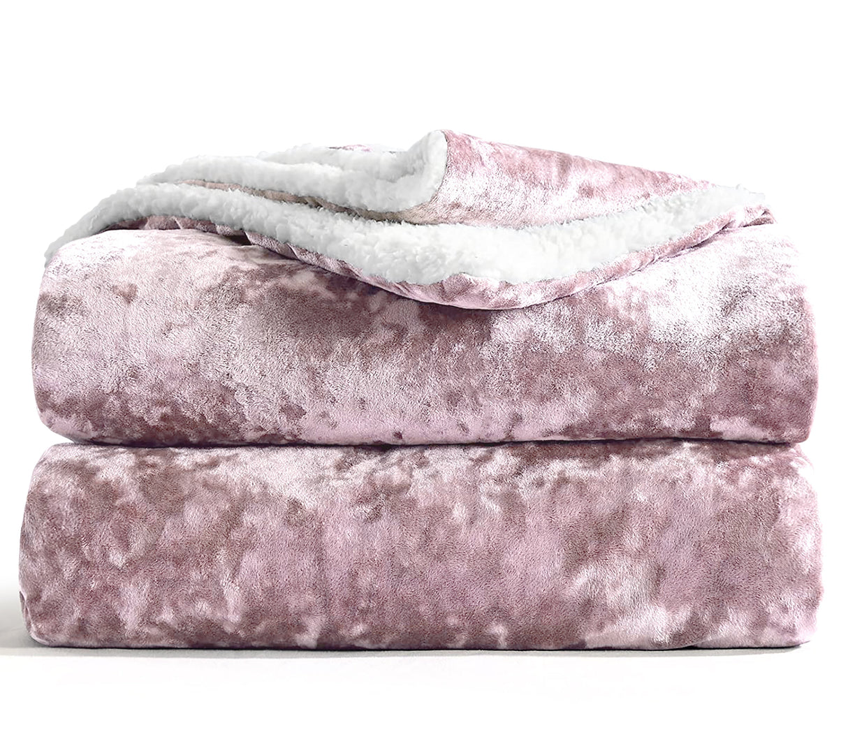 Velosso Crushed Velvet Sherpa Reverse Throw Blanket