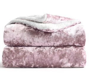 Velosso Crushed Velvet Sherpa Reverse Throw Blanket