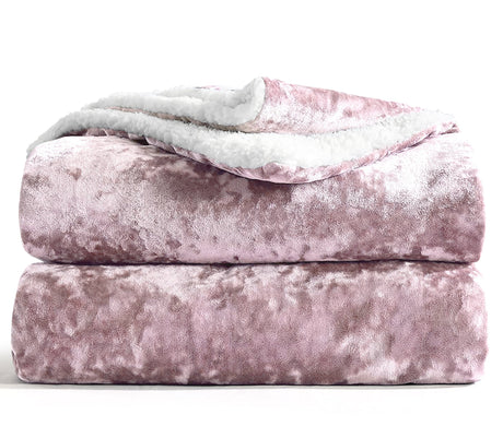 Velosso Crushed Velvet Sherpa Reverse Throw Blanket