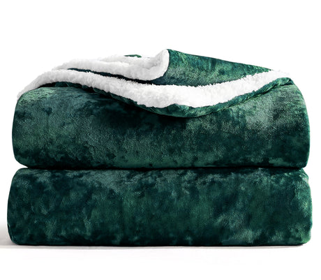 Velosso Crushed Velvet Sherpa Reverse Throw Blanket