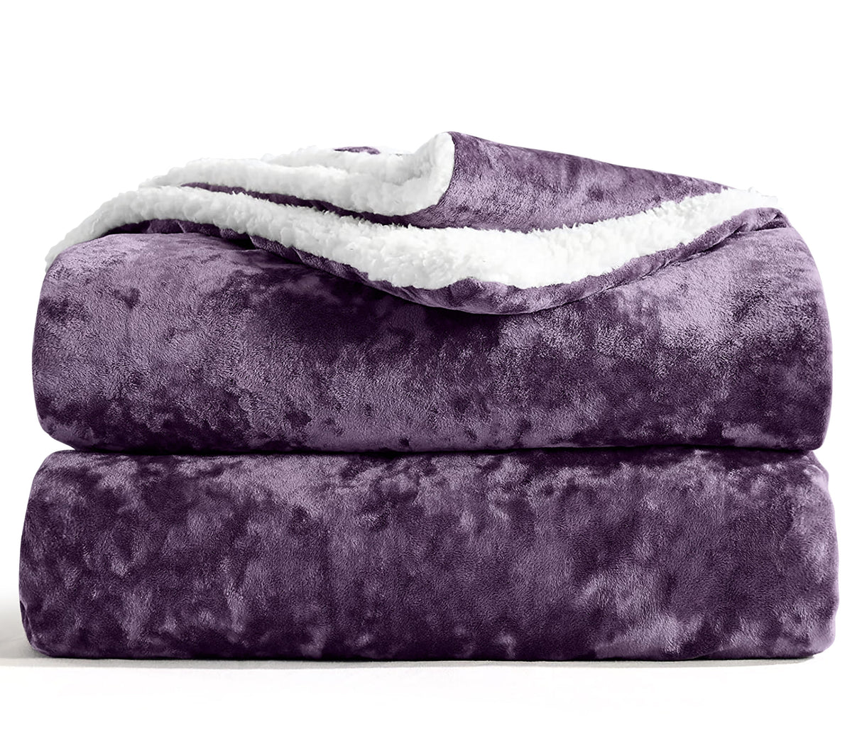 Velosso Crushed Velvet Sherpa Reverse Throw Blanket