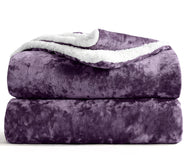 Velosso Crushed Velvet Sherpa Reverse Throw Blanket