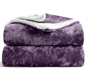 Velosso Crushed Velvet Sherpa Reverse Throw Blanket