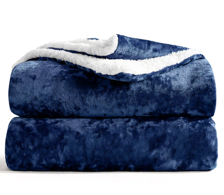 Velosso Crushed Velvet Sherpa Reverse Throw Blanket