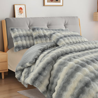 Husky Faux Rabbit Fur Duvet Cover and Pillowcase Set