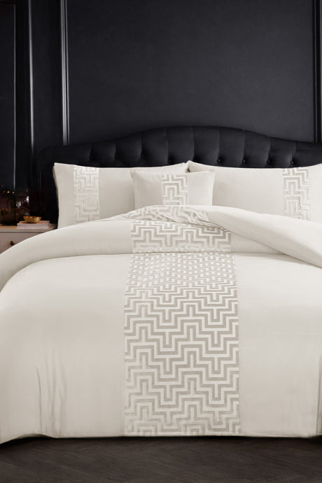 Velosso Dante Greek Key Velvet Duvet Cover And Pillowcase Set