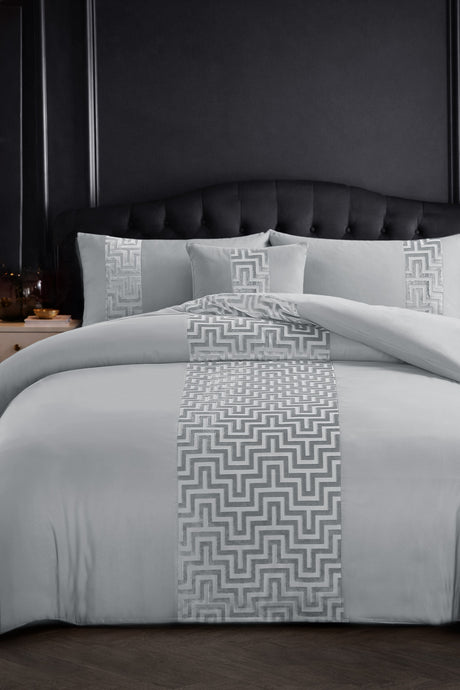 Velosso Dante Greek Key Velvet Duvet Cover And Pillowcase Set