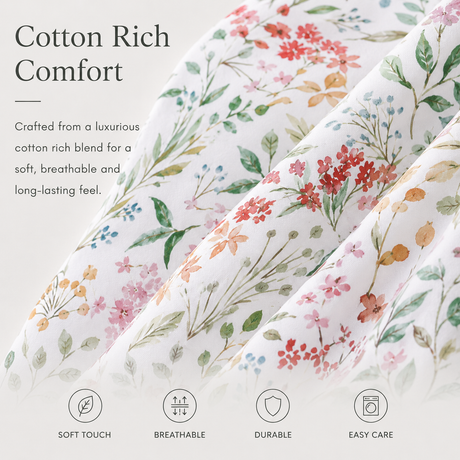Florelle Eleanor Delicate Floral Patterned Duvet Cover and Pillowcase Set