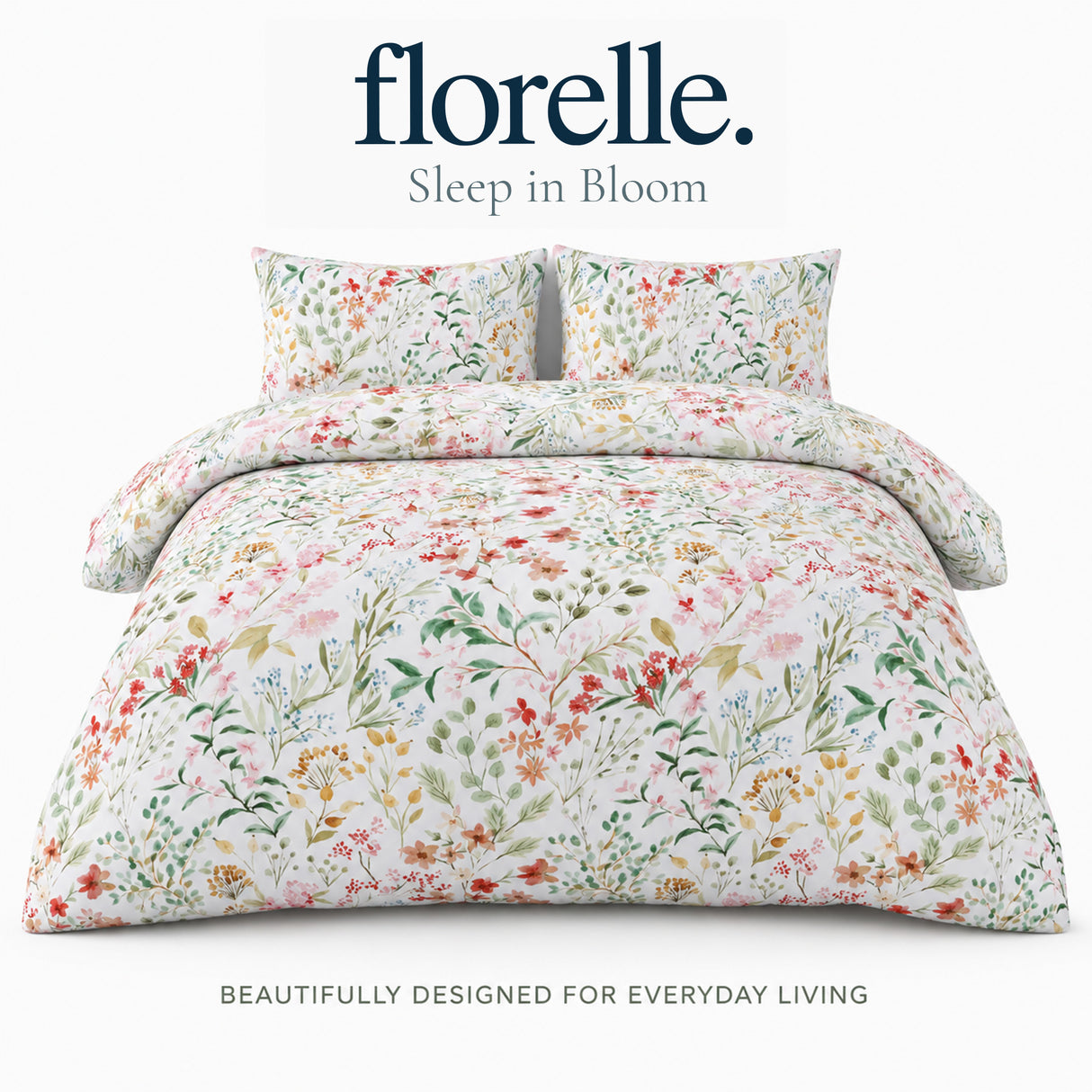 Florelle Eleanor Delicate Floral Patterned Duvet Cover and Pillowcase Set