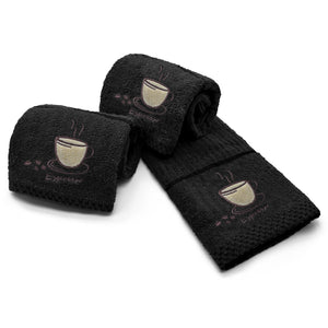 Velosso Espresso Embroidered Cotton Tea Towel