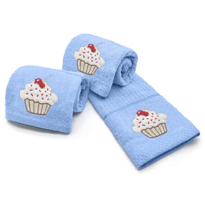 Velosso Cupcakes Embroidered Cotton Tea Towel