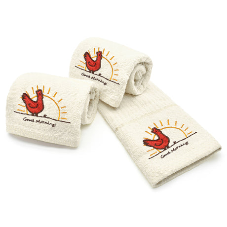 Velosso Chicken Embroidered Cotton Tea Towel