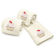 Velosso Cupcakes Embroidered Cotton Tea Towel