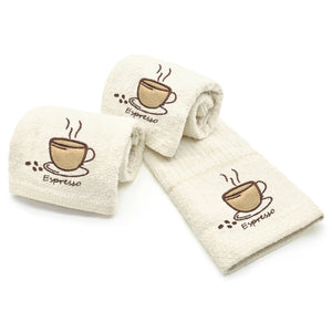 Velosso Espresso Embroidered Cotton Tea Towel