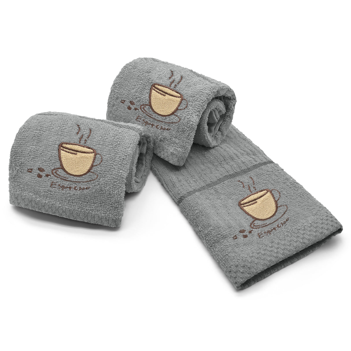 Velosso Espresso Embroidered Cotton Tea Towel
