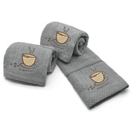 Velosso Espresso Embroidered Cotton Tea Towel