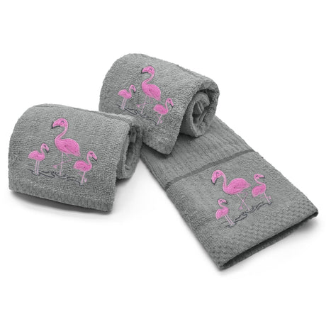 Velosso Flamingo Embroidered Cotton Tea Towel