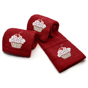 Velosso Cupcakes Embroidered Cotton Tea Towel
