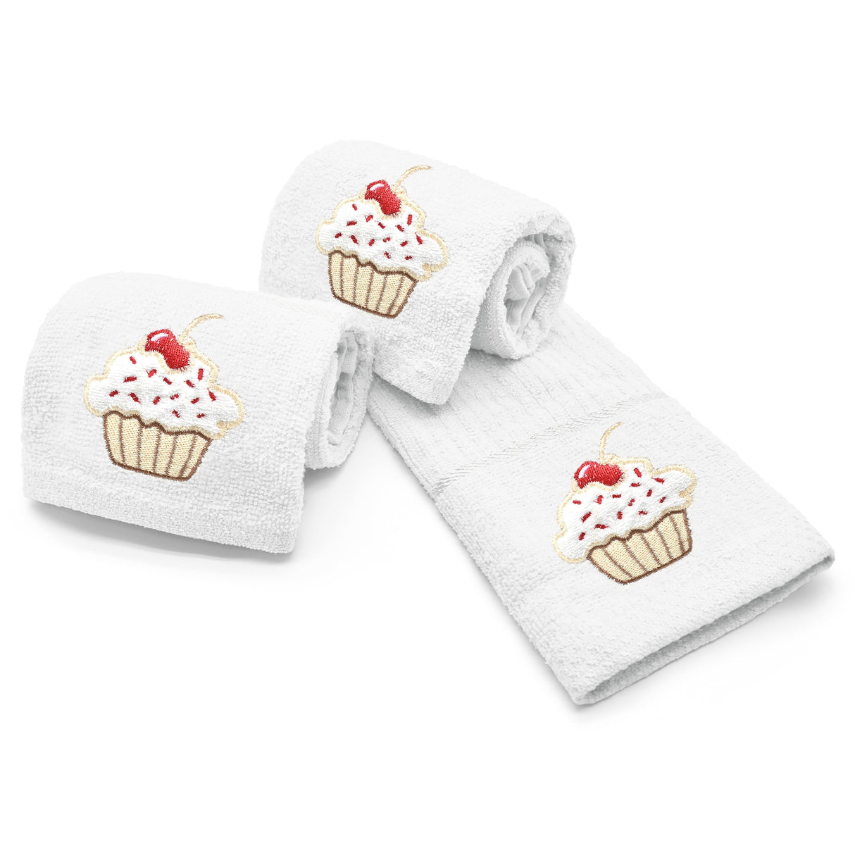 Velosso Cupcakes Embroidered Cotton Tea Towel