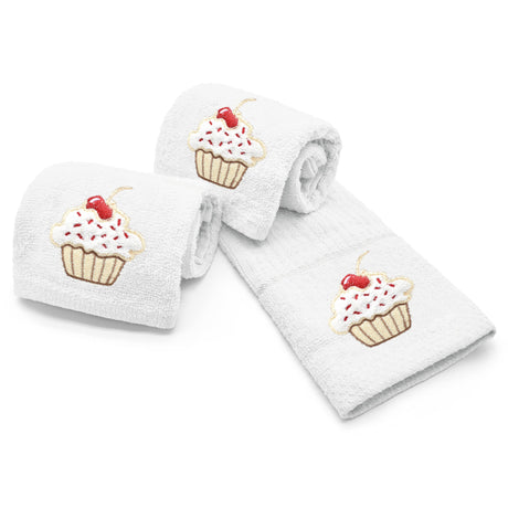 Velosso Cupcakes Embroidered Cotton Tea Towel